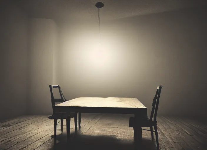 Prompt: dark macabre liminal room, lemon sits idly on a centered table, eerie atmosphere, dark dramatic lighting, trending on unsplash, 4 k photorealism