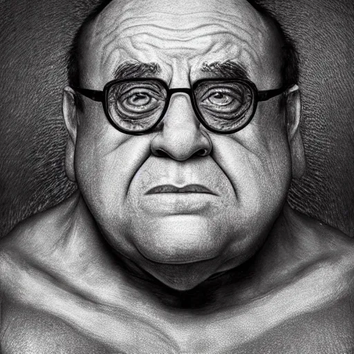 Image similar to hyperrealistic mixed media high resolution image of Danny DeVito in Total Recall as an alien, stunning 3d render inspired art by István Sándorfi and Greg Rutkowski and Unreal Engine, perfect symmetry, dim volumetric lighting, 8k octane beautifully detailed render, post-processing, extremely hyper-detailed, intricate, epic composition, highly detailed attributes, highly detailed atmosphere, full body shot, cinematic lighting, masterpiece, trending on artstation, very very detailed, masterpiece, stunning, flawless structure, lifelike texture, perfection,