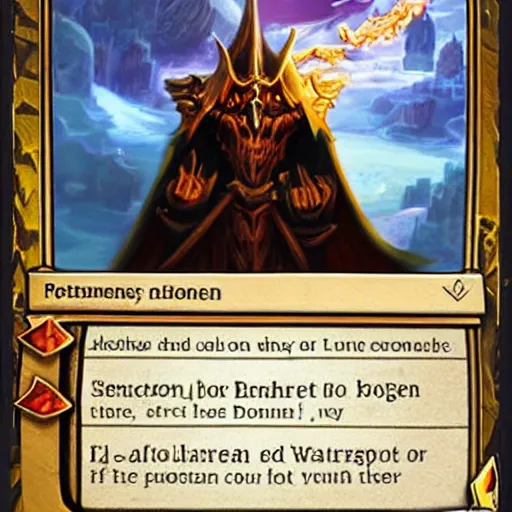 Image similar to sauron as a hearthstone card