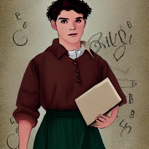 Image similar to Gilbert Blythe from anne with an e as college students, digital art