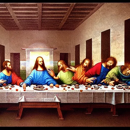 Image similar to “The Last Supper” by Da Vinci in the style of a data visualisation