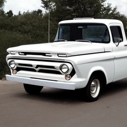 Image similar to Ford Pickup, 1960s Truck, White Paint Job, Modern Interior Accessories