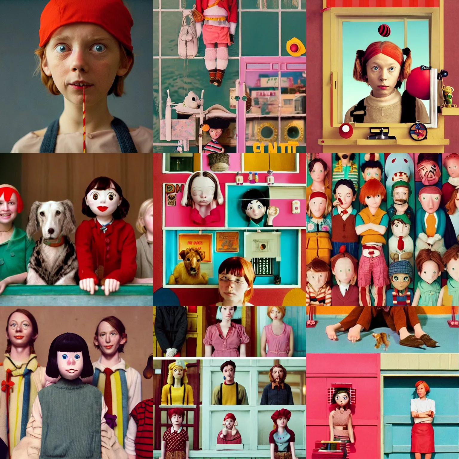 Prompt: pippi in the style of wes anderson