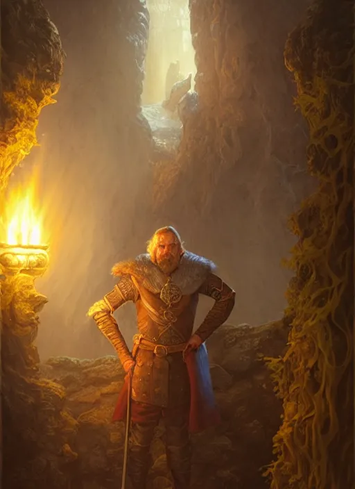 Image similar to Highly detailed portrait of Sir Graham, King's Quest, Sierra adventure game, fantasy art by Greg Rutkowski, Stanley Artgerm, Tom Bagshaw, global illumination, radiant light, detailed and intricate environment