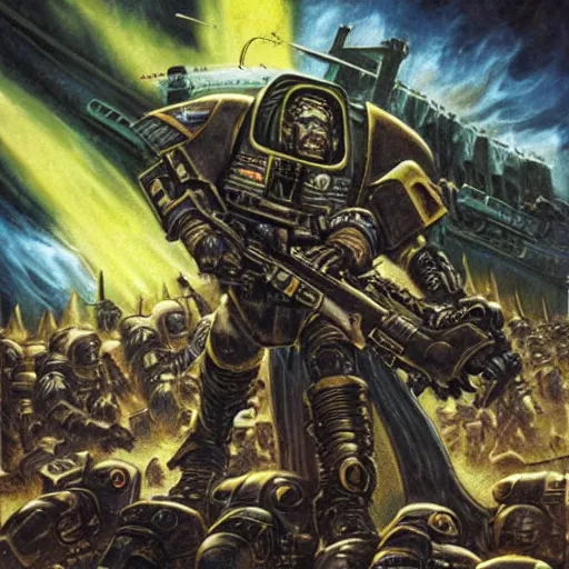 Image similar to cadia fell before the guard did, warhammer 4 0 k art, epic craig mullens