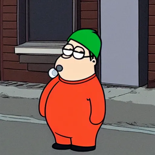 Prompt: a real photo of peter griffin smoking a cigarette