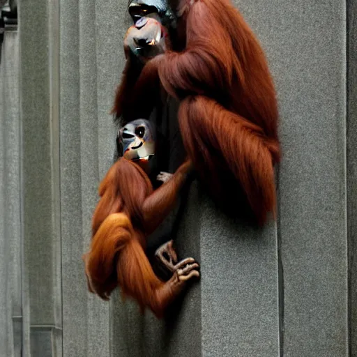 Image similar to a photo of orangutans on wall street