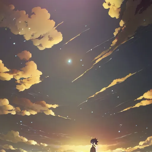 Prompt: A wizard in Your Name by Makoto Shinkai, wizard hat, anime key visual