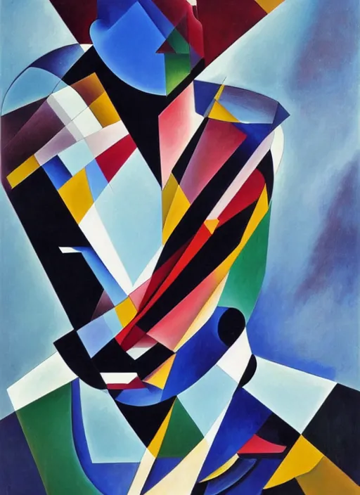 Image similar to A sad cubist young man in the Halls of Space. A surreal painting of Zaha hadid 3d kandinsky 3d, realistic shading, aesthetically pleasing composition, masterpiece, 4k, 8k, ultra realistic, super realistic