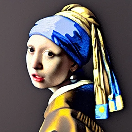 Prompt: girl with a pearl earring as a dog, very detailed