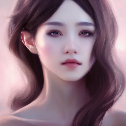 Image similar to a beautiful and elegant girl by wlop, dream, closeup headshot, 8 k, high detailed, ultra - realistic painting, trending on artstation.