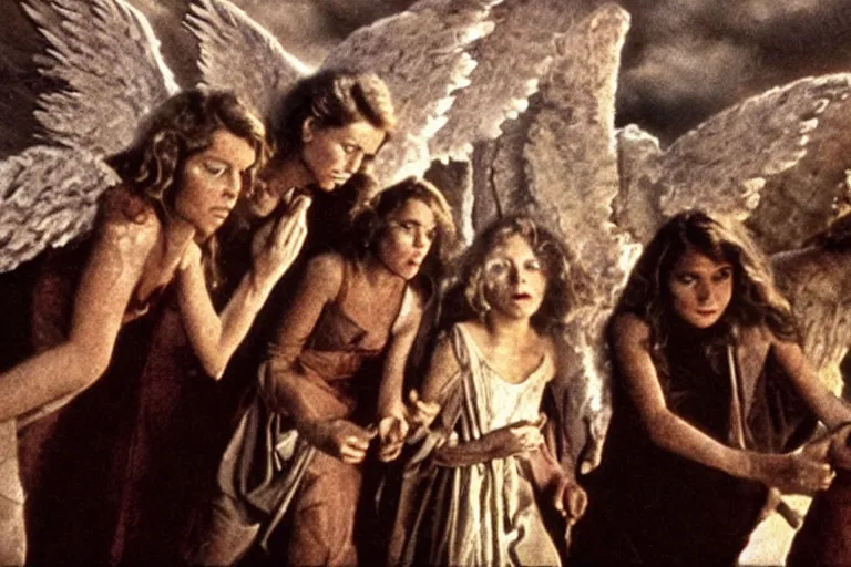 Image similar to still from a movie of the angels as described in the book of revelations