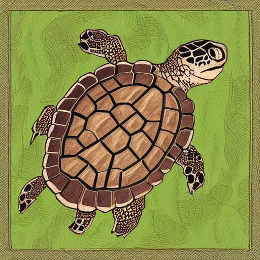 Prompt: turtle with cannons on its back, forest background, drawing