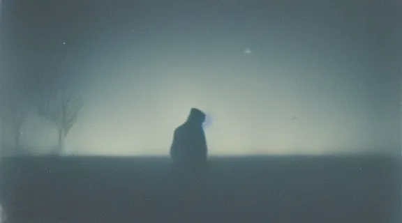 Image similar to c - 4 1 colour negative film photo of vagrant at night volumetric fog