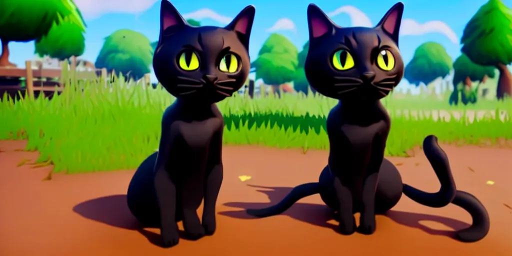 Prompt: a black cat in the style of fortnite