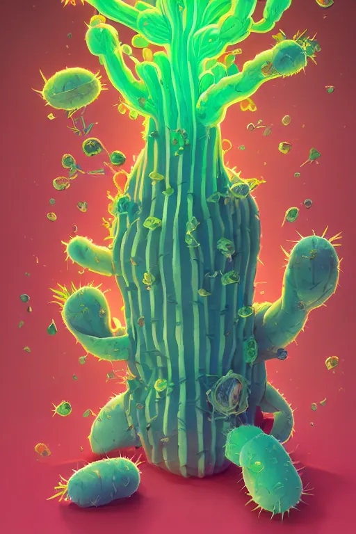 Image similar to roots cactus sushi cristal smurf ghost creature animal sushi cristal very big eye roots cactus elemental flush of force nature micro world fluo fishscale, behance hd by jesper ejsing, by rhads, makoto shinkai and lois van baarle, ilya kuvshinov, rossdraws radiating a glowing aura global illumination ray tracing hdr