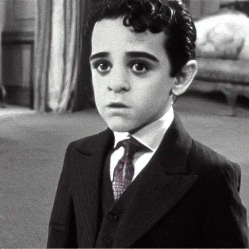 Prompt: still frame from anomalous copy of %The Godfather 2% where Fred Savage played young Vito Corleone.