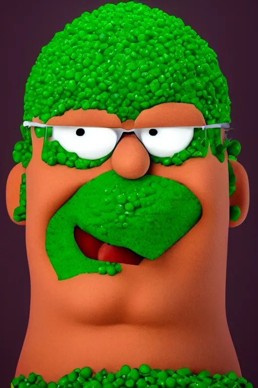 Image similar to 📷 peter griffin is pea, made of food, head portrait, dynamic lighting, 4 k