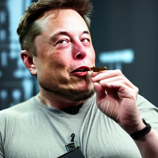 Image similar to elon musk smoking a joint on the joe rogan podcast, weed