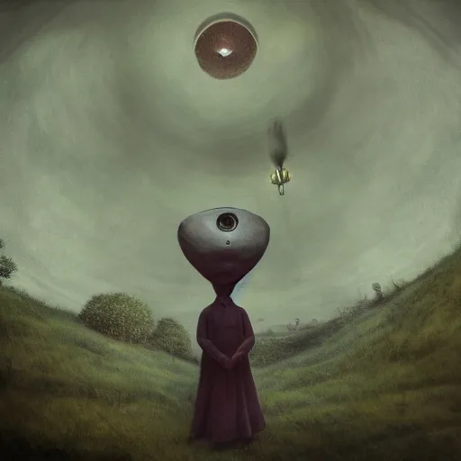 Image similar to eyeless watcher, dutiful return, golden age seraph bunkers, art by Leonora Carrington and Alexander Jansson, high detail, cinematic, cgsociety 8k