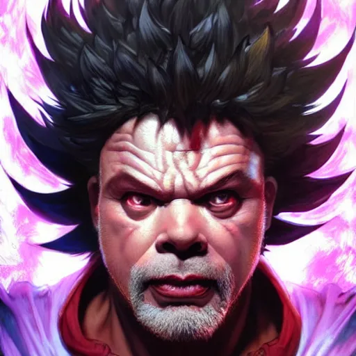 Image similar to curtis armstrong as akuma from street fighter, ultra realistic, concept art, intricate details, eerie, highly detailed, photorealistic, octane render, 8 k, unreal engine. art by artgerm and greg rutkowski and magali villeneuve and alphonse mucha