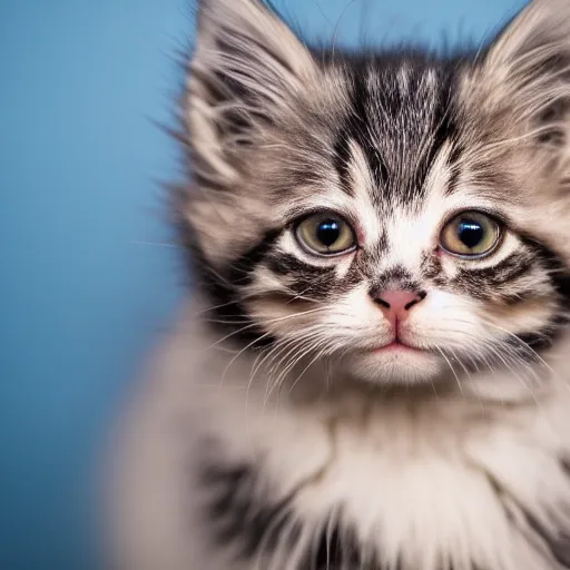 Prompt: Wooly kitten, Canon EOS R3, f/1.4, ISO 200, 1/160s, 8K, RAW, unedited, symmetrical balance, in-frame