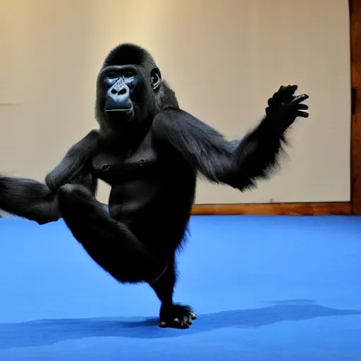 Image similar to nimble gorilla dancing in the ballroom