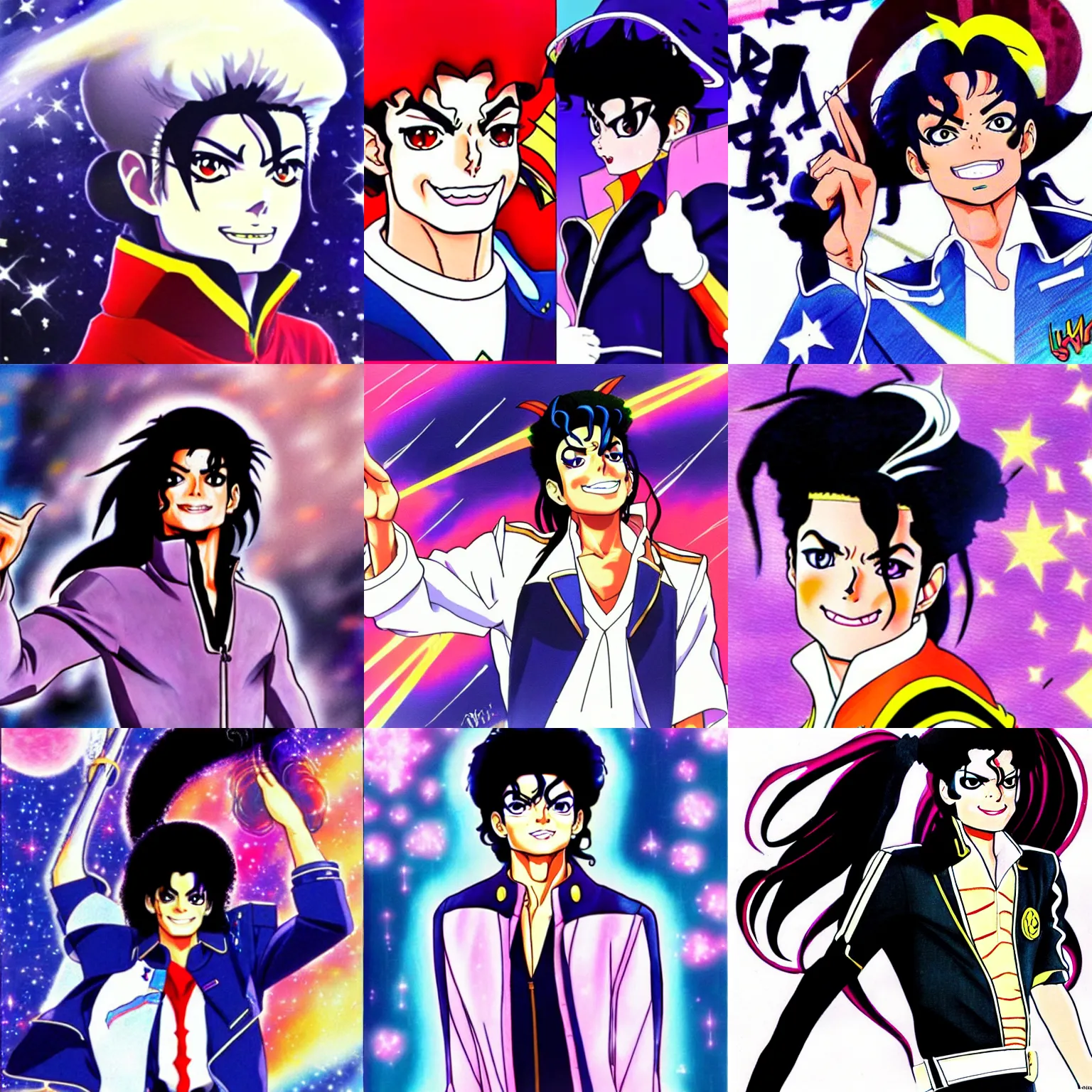 Prompt: michael jackson in sailor moon anime high quality concept art