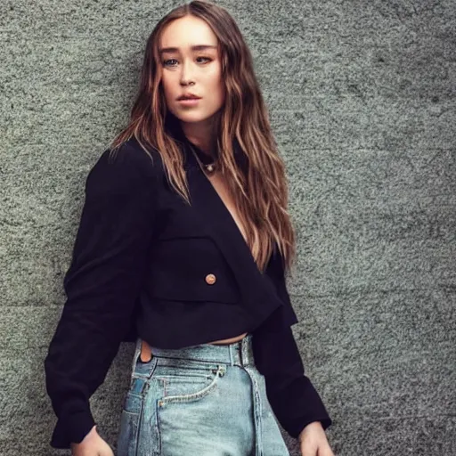 Image similar to a full body picture of alycia debnam carey posing for photo, dynamic pose, award winning photograph, HDR, natural lighting, shot on nikon z9, depth of field, f/1.8,