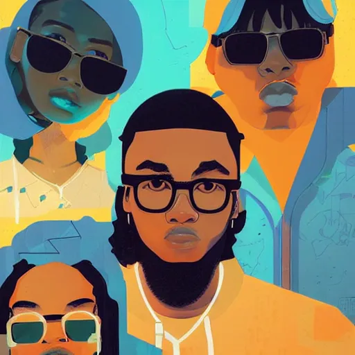 Prompt: The Migos profile picture by Sachin Teng, asymmetrical, Organic Painting , Matte Painting, geometric shapes, hard edges, graffiti, street art:2 by Sachin Teng:4