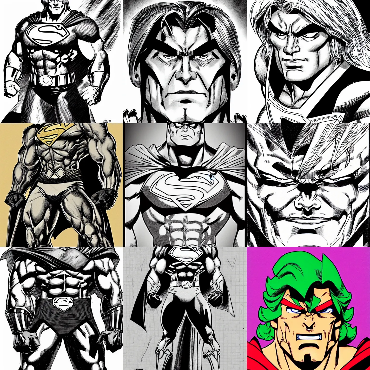 Prompt: he - man!!! jim lee!!! macro calm!! face shot!! flat ink sketch by jim lee face close up headshot superman costume in the style of jim lee, x - men superhero comic book character by jim lee