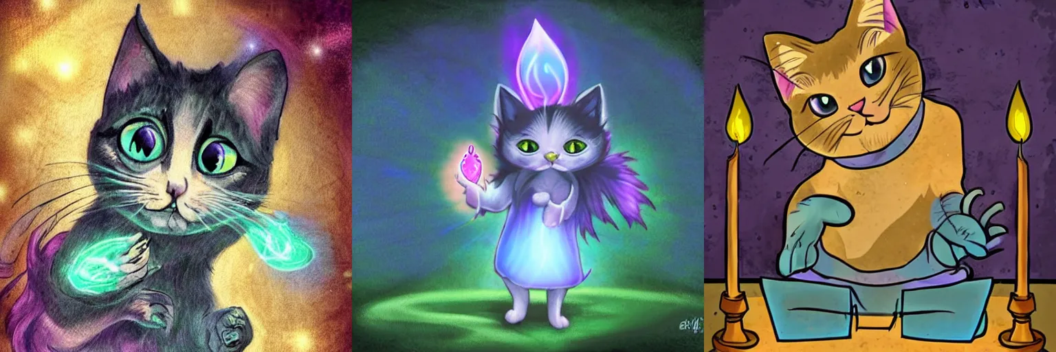 Prompt: Arcane magic kitty casting a spell