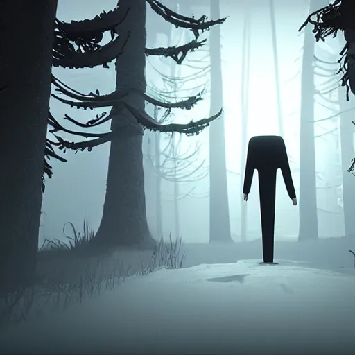 Prompt: screenshot from slender man in little nightmares 2