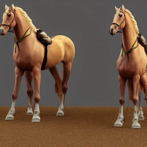 Image similar to christin hendricks as horseman characters, 3 d render, blender,