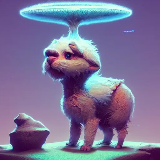 Image similar to cute fluffy creature:: by beeple and James Gilleard and Justin Gerard :: ornate, dynamic, particulate, intricate, elegant, highly detailed, centered, artstation, smooth, sharp focus, octane render, 3d