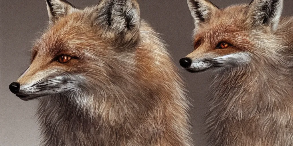 Image similar to hyperrealistic photography of a highly detailed and symmetrical gorgeous very beautiful foxes, wolves, and dogs, in the style of livio scarpella, beth cavener, jin kagetsu, face symmetry, masterpiece, award - winning, sharp focus, intricate concept art, ambient lighting, 8 k, artstation