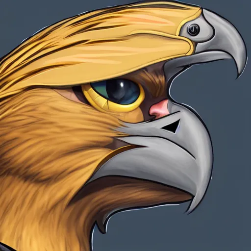 Prompt: profile picture of a falcon in sci-fi clothing looking smug, quarter view, close up, digital drawing, trending on artstation