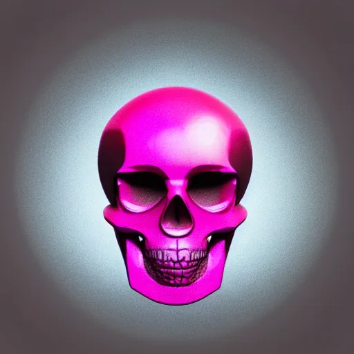 Image similar to octane render of hexagonal crystal skull, fuschia lighting, fuschia glow, dark background, photorealistic, 4 k, cinema 4 d, maya