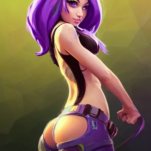 Image similar to beautiful female purple hair fantasy art apex fortnite Video game icon, 2d game art gta5 cover , official fanart behance hd artstation by Jesper Ejsing, by RHADS, Makoto Shinkai and Lois van baarle, ilya kuvshinov, rossdraws