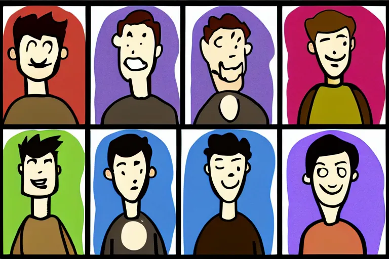 Image similar to Drawn guy, in full growth, in different styles, with different backgrounds