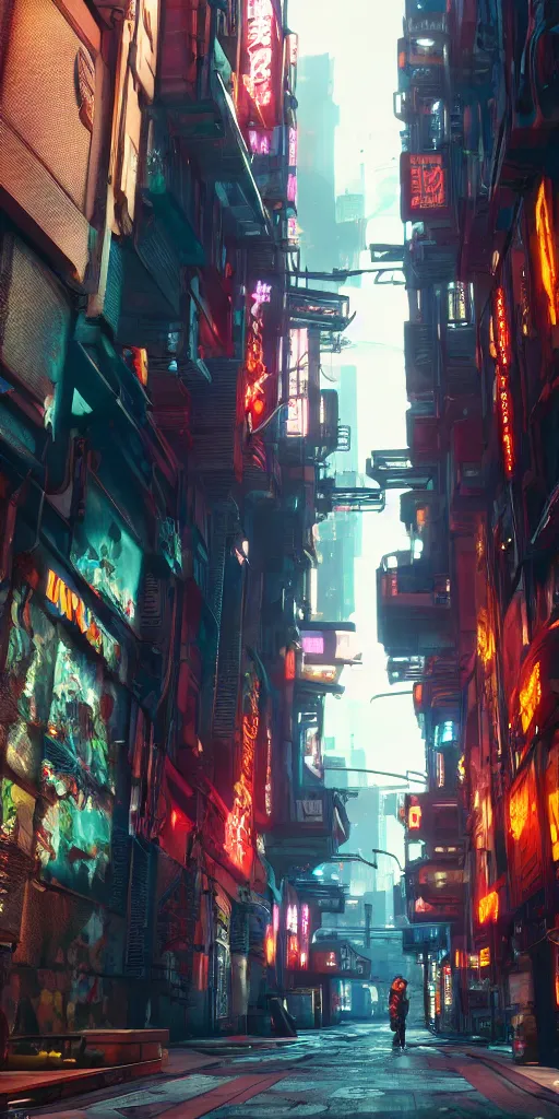 Image similar to cyberpunk alley, brian despain, 8 k, raytracing, unreal engine 5,