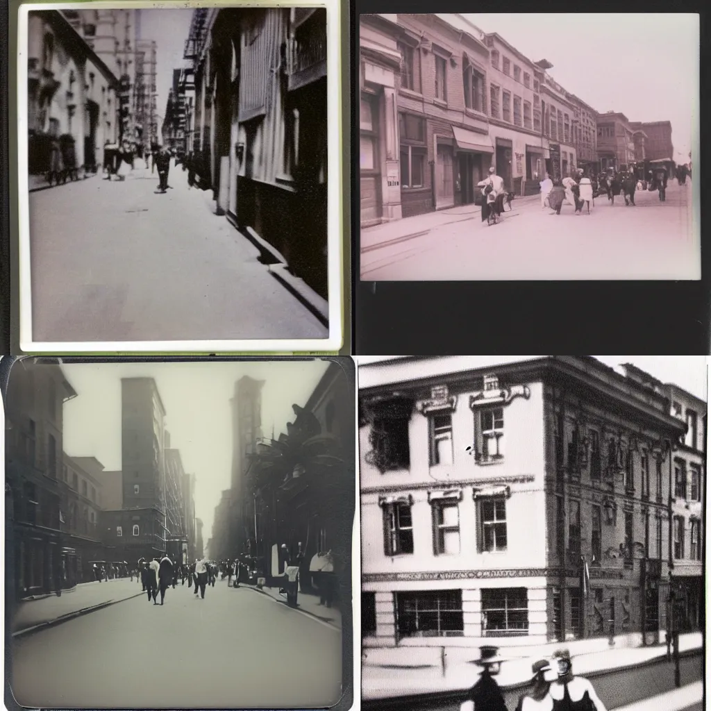 Prompt: Polaroid photo of a Block walking in a 1920's city, award winning