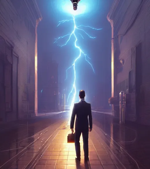 Image similar to Highly detailed portrait nikola tesla in GTA V, Stephen Bliss, unreal engine, fantasy art by Greg Rutkowski, Loish, Rhads, ferdinand knab, Makoto Shinkai and Lois van baarle, ilya kuvshinov, rossdraws, Tom Bagshaw, global illumination, radiant light, lightning, detailed and intricate environment