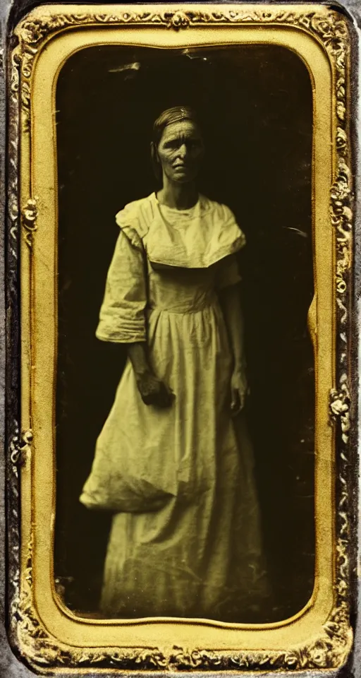 Prompt: a wet plate photograph, a portrait of a maidservant