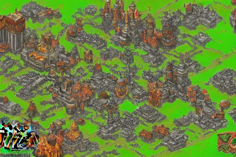 Image similar to moscow in style of warcraft orgrimmar, ork village, green and red orcs in modern camouflage