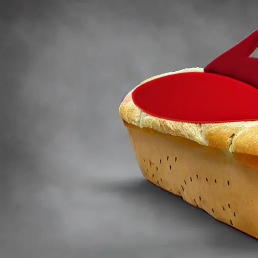 Prompt: a vampire that looks like an angry stop sign coming out of a loaf of bread