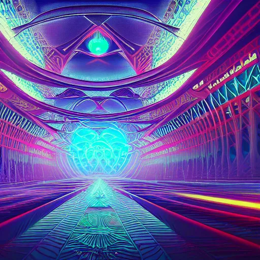 Image similar to matte painting of the sacred geometry of cyberpunk, brilliant colors, extremely detailed, very very detailed, in the style of alena aenami by Alex grey, HD, 4k, 8k