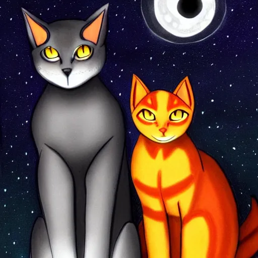 Firestar and Ravenpaw sitting next to each other