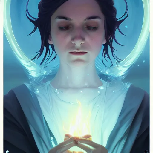 Image similar to mage casting a water spell, highly detailed vfx portrait, unreal engine, greg rutkowski, loish, rhads, beeple, makoto shinkai and lois van baarle, ilya kuvshinov, rossdraws, tom bagshaw, alphonse mucha, global illumination, detailed and intricate environment