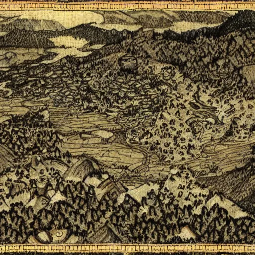 Prompt: a tapestry style drawing of the battle of whiterun from skyrim